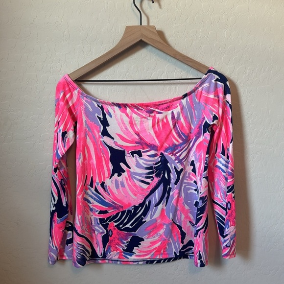Lilly Pulitzer Audelia Off The Shoulder Top True Blue Paradise Point Size S - Picture 6 of 6